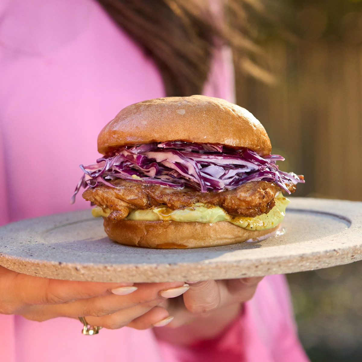 Sweet Chilli Chicken Burgers with Gorgonzola Slaw – Sarah Todd