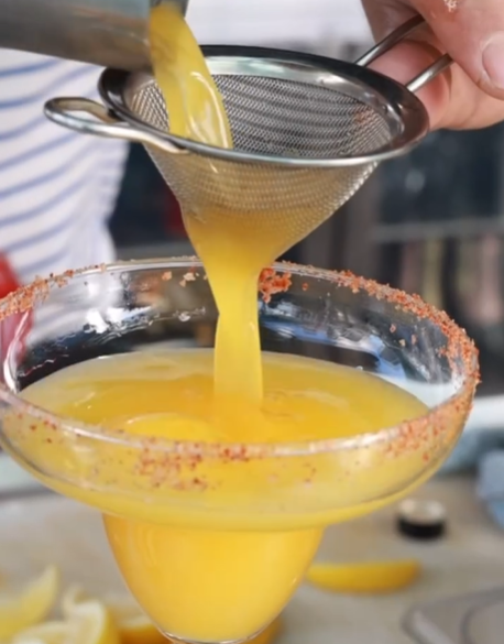 Birds Eye Mango Spicy Margarita with Tajin Garnish