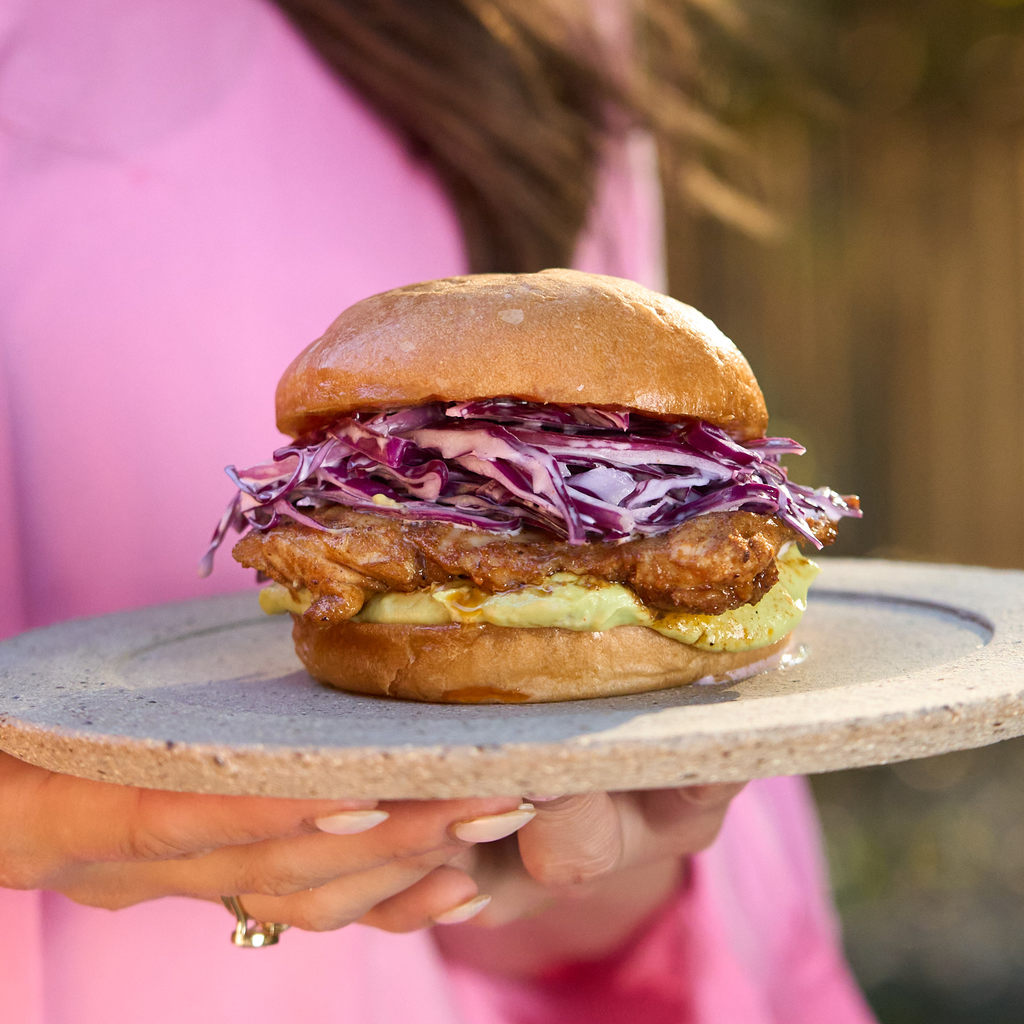 Sweet Chilli Chicken Burgers with Gorgonzola Slaw